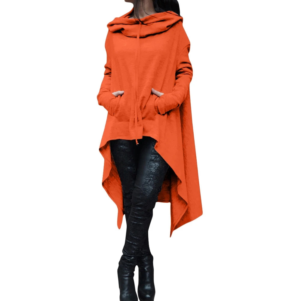 Fashion Trend Long Hoodie – European Style, Solid Color, Casual & Stylish
