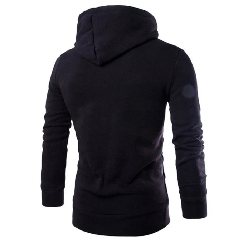 Men's Long Sleeve Zipper Hoodie – High Neck Pullover Sweatshirt, Casual Jacket Coat