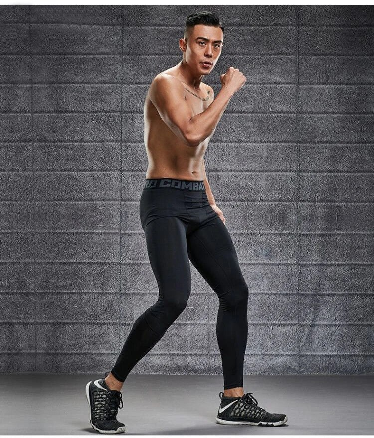Men's Lycra Compression Pants – Cycling, Running, Basketball, Soccer, Elastic Sweatpants, Fitness Tights, Legging Trousers, Rash Guard