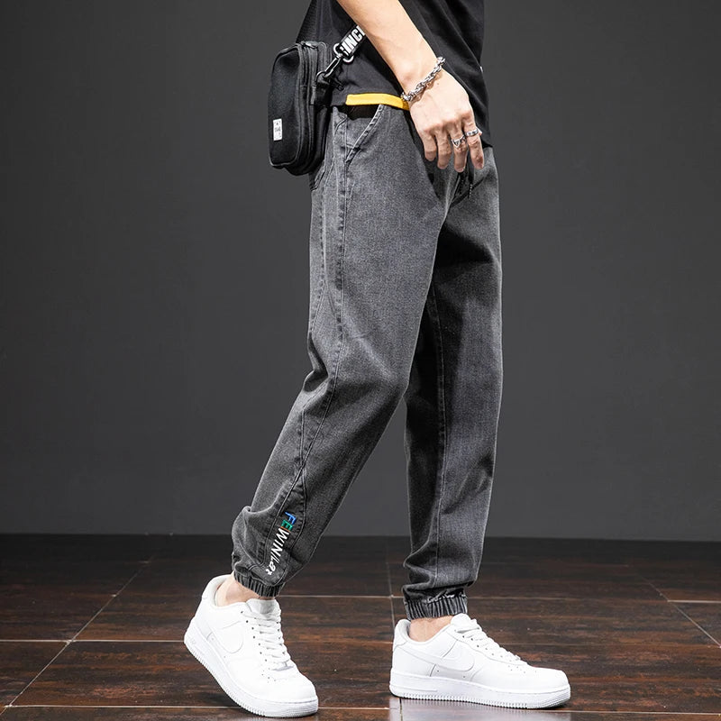 Cargo Jeans Men – Streetwear Denim Jogger Pants, Baggy Harem Style, Plus Size, Ideal for Spring and Summer