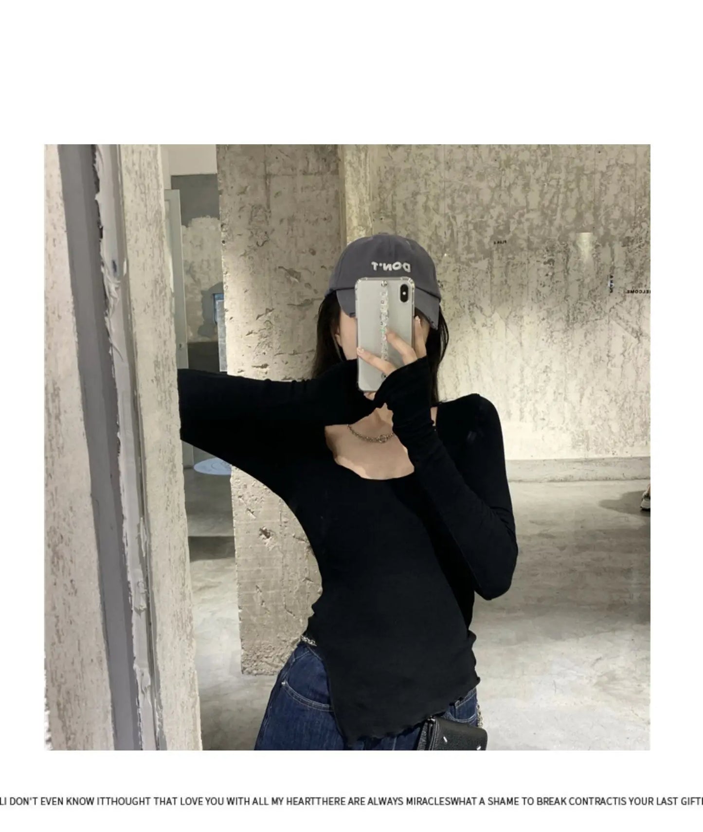 Women's Long Sleeve T-Shirt – Knitted, Slender Fit, Irregular Hem, Chic Ulzzang Autumn Wear