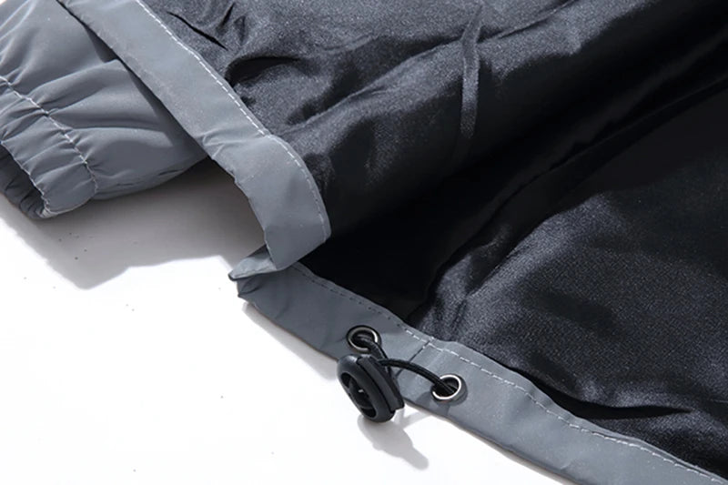 Night Reflective Jackets – Double Fabric Windbreaker, Hooded, Waterproof, Zipper Coats for Men, Ideal for Hip Hop Dancers