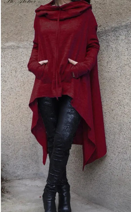 Fashion Trend Long Hoodie – European Style, Solid Color, Casual & Stylish