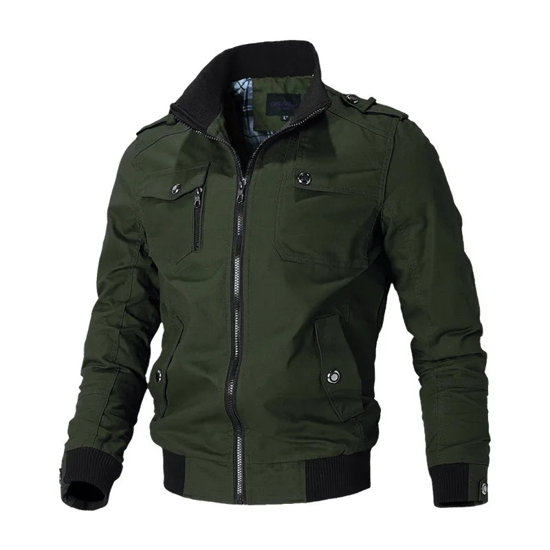 Bomber Jacket Men – Fashion Casual Windbreaker, Solid Color Stand Collar, Slim Fit, Spring and Autumn Outwear for Men