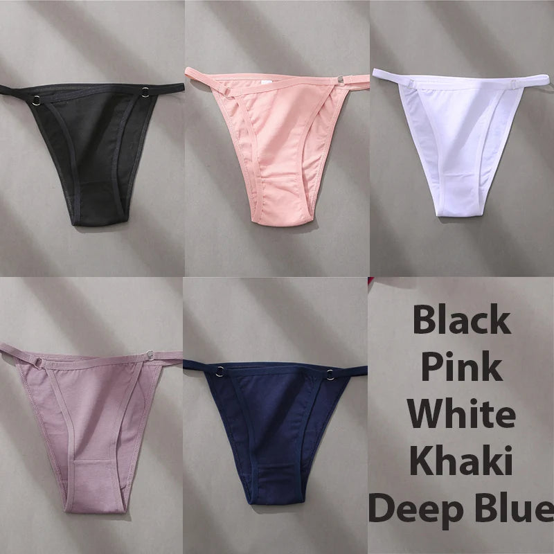 5PCS Set Sexy Cotton Panties – Women's Lingerie, Soft Underwear, Hoop Design Waistband, Briefs, Intimate Bikini Style