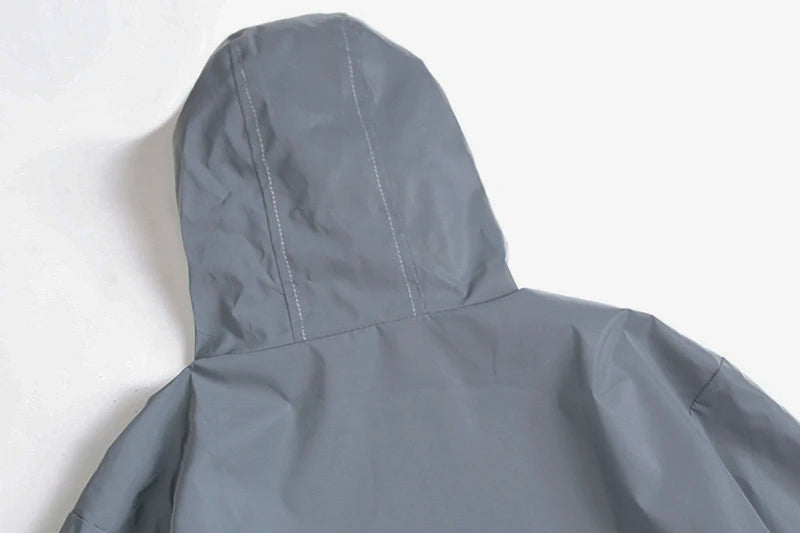 Night Reflective Jackets – Double Fabric Windbreaker, Hooded, Waterproof, Zipper Coats for Men, Ideal for Hip Hop Dancers