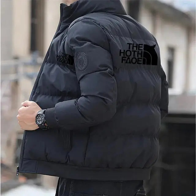 Men's Padded Cotton Jacket – Tiger Head Logo, Short, Thick, Casual Parkas, Winter Trend