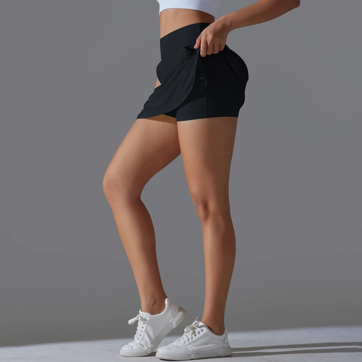Women Gym Running Shorts – Double Deck, Quick Dry, Sporty, Fitness, Jogging, Workout, With Pocket, Tight Fit
