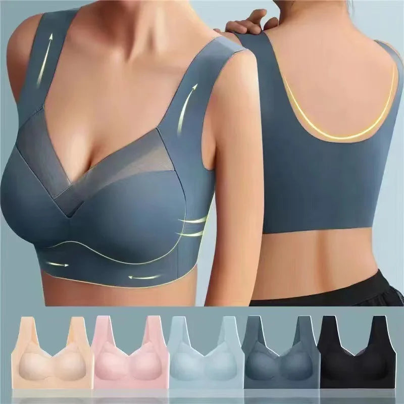 Women's Seamless Ice Silk Bra – Sexy Push-Up, Wireless, Invisible, Sleep Lingerie, Fitness Sports Bralette