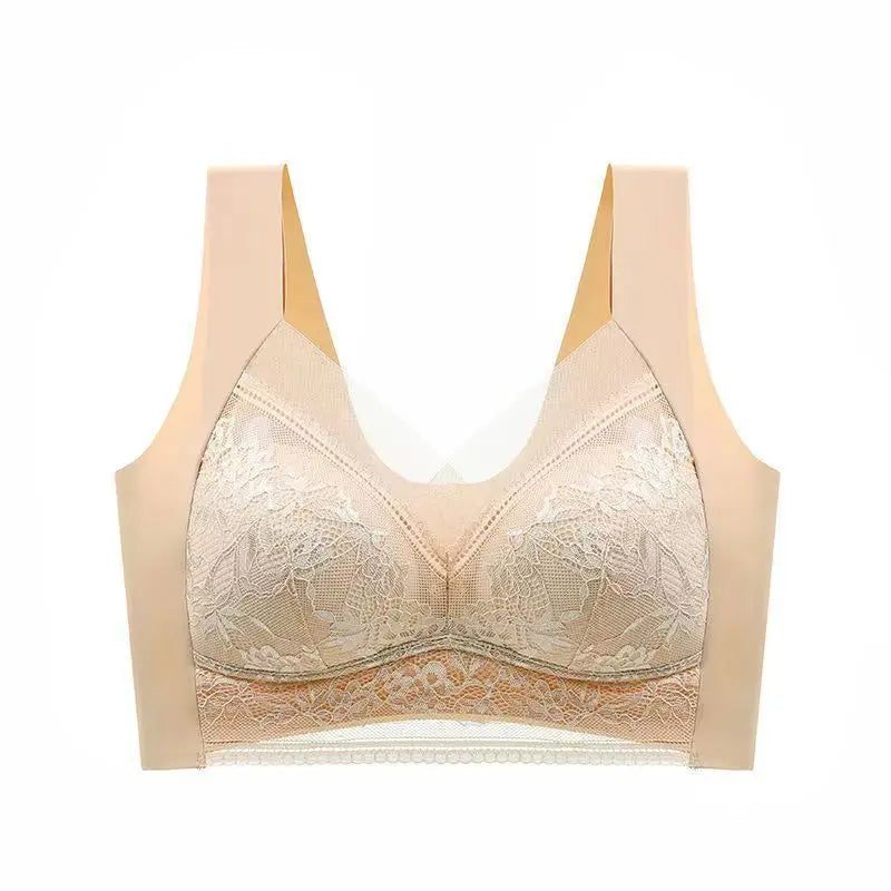 Women's Lace Bra – Perspective Bralette, Push Up Ice Silk Deep V Bra, Sexy Lingerie Tops, Plus Size Cup