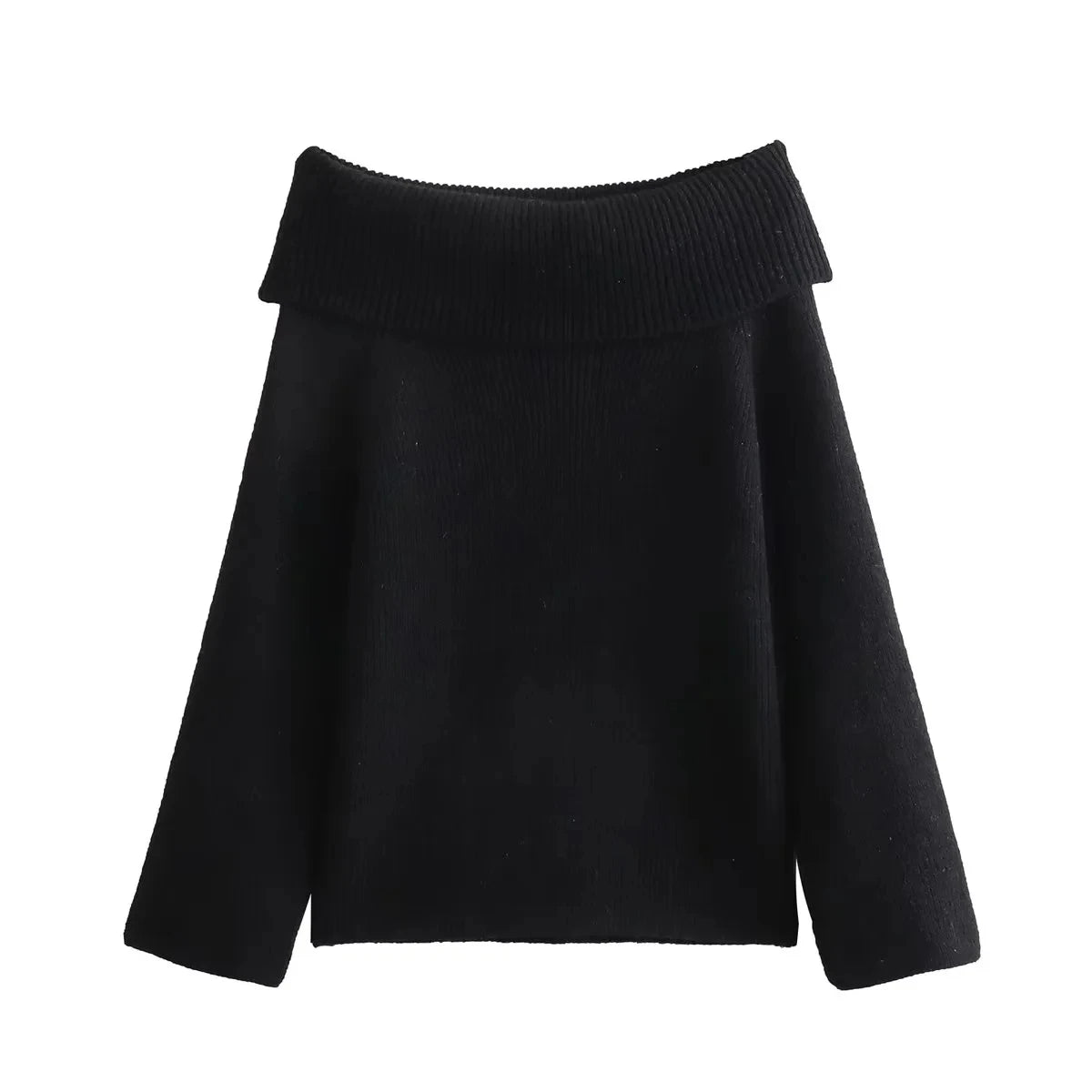 Chic Off-Shoulder Knitted Sweater – Long Sleeve, Casual Autumn Wear for Women