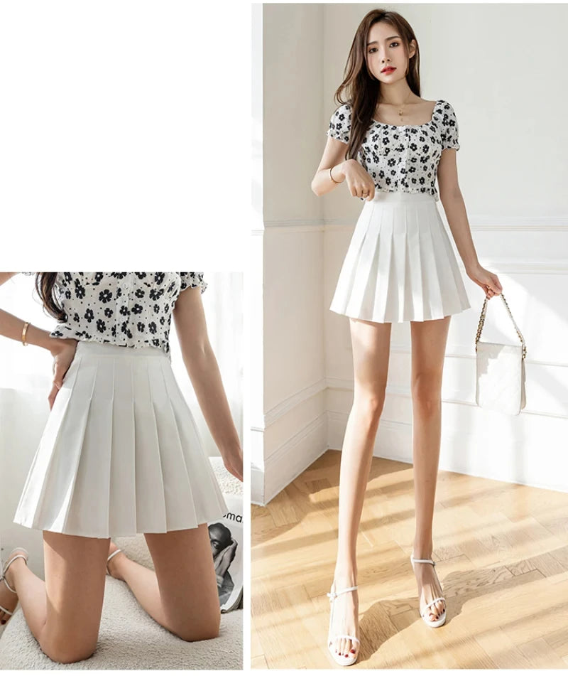 Women's Pleated Mini Skirt – High Waist, Zipper, Summer, JK Dancing Style, Fashion Student A-Line