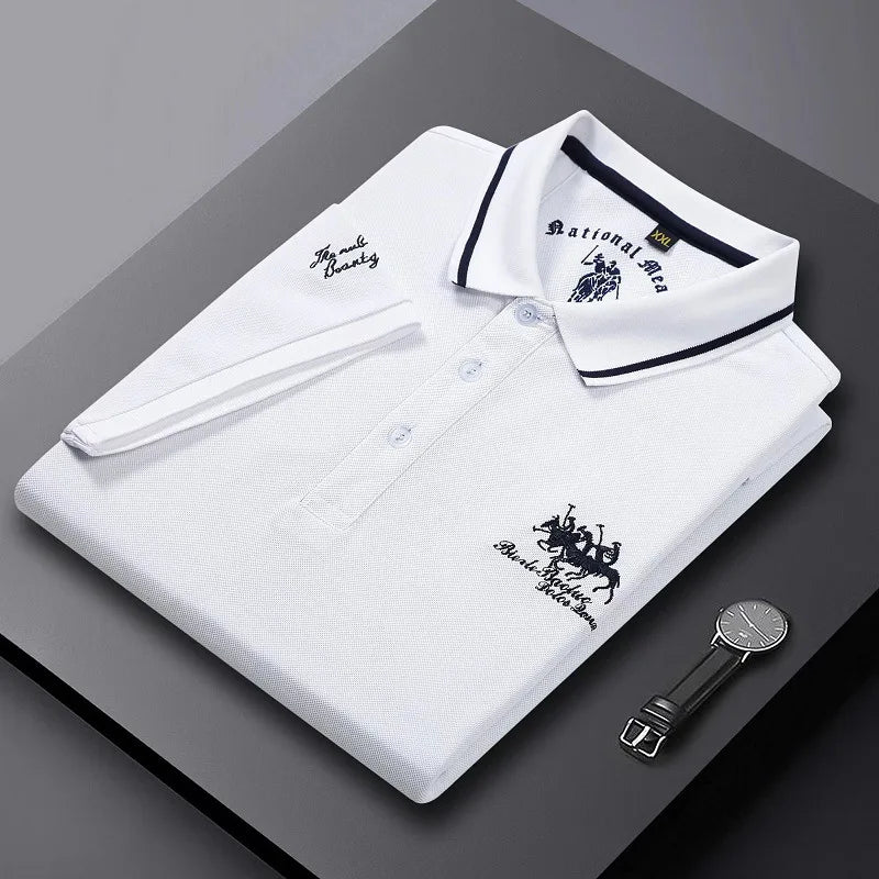 Men's Embroidered Polo Shirts – Short Sleeve Luxury Top With Lapel, Casual And Breathable, Lightweight T-Shirt For Men