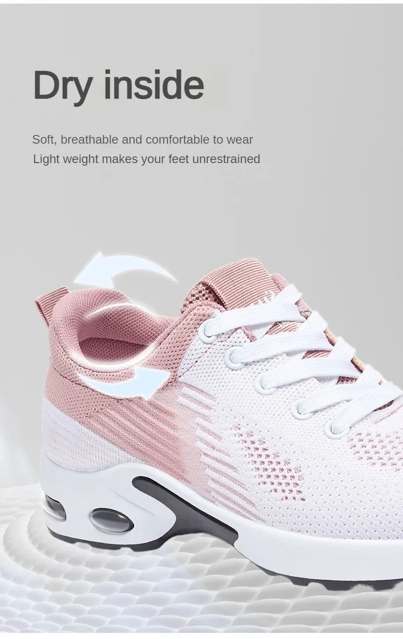 Breathable Sneakers - Summer Light Mesh Air Cushion Sports Shoes for Women, Outdoor Lace-Up Training Shoes, New Running Shoes for Ladies