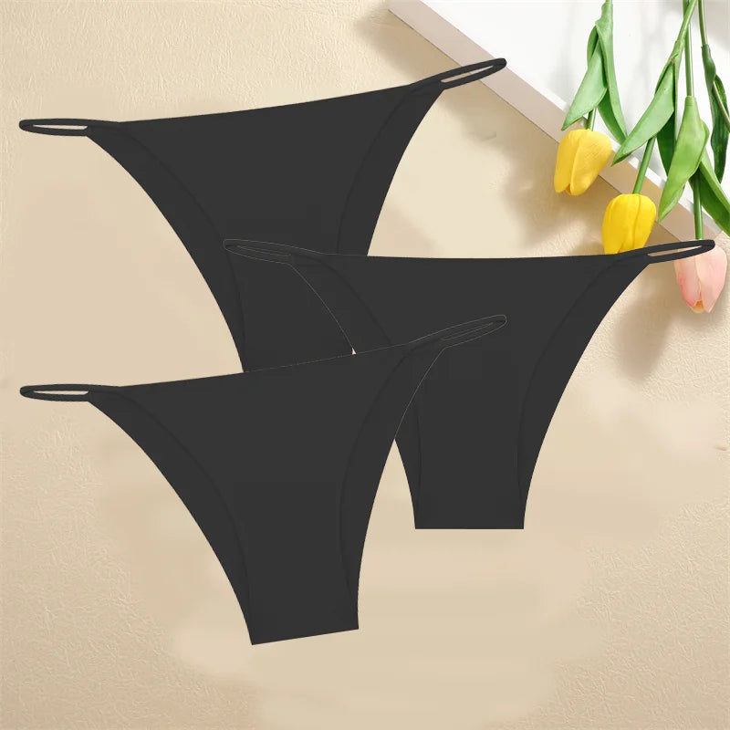 3PCS Seamless Panties – Women Low Waist Briefs, Sexy Stretch Bikini Underwear, Ladies Comfortable Stretch G-string T-back