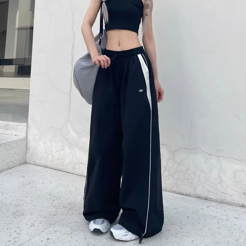 Y2K Vintage Loose Pants – Casual Streetwear, Hip Hop Style, Baggy Fit, High Waist, Wide Leg, Solid Joggers