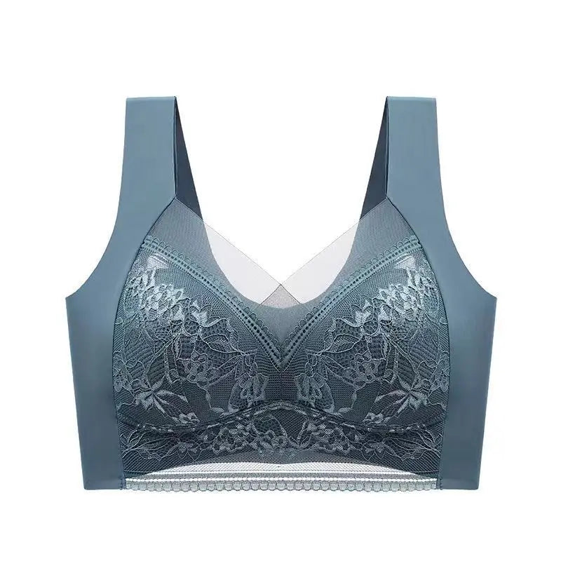 Women's Lace Bra – Perspective Bralette, Push Up Ice Silk Deep V Bra, Sexy Lingerie Tops, Plus Size Cup
