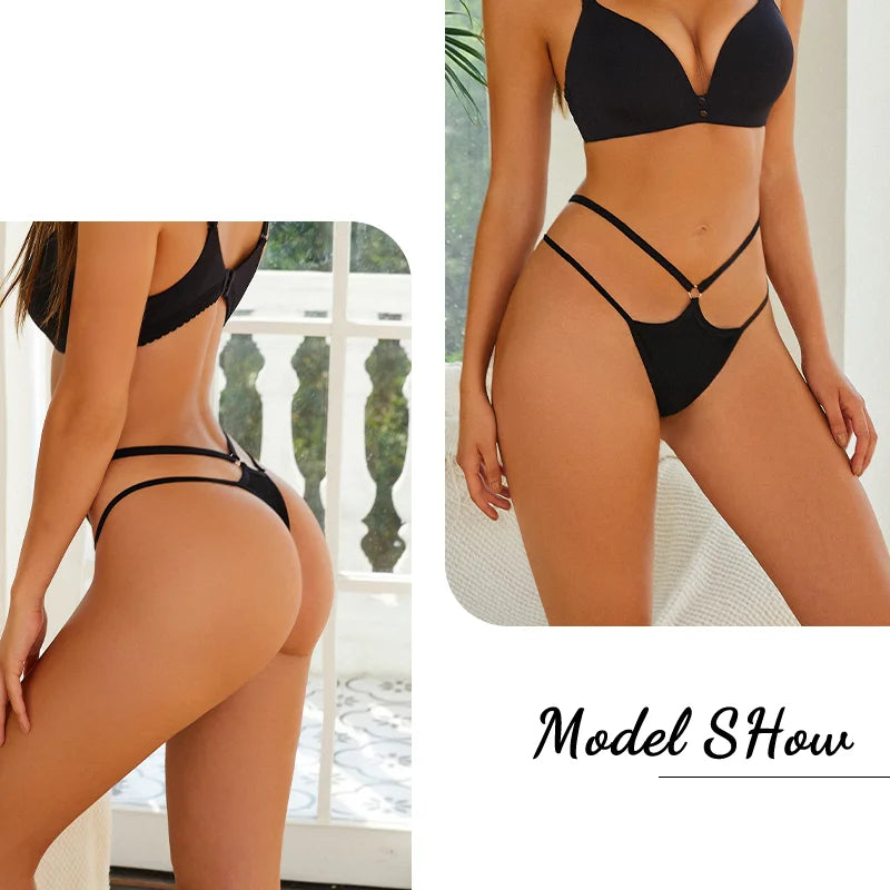3PCS Set Women's Cotton G-String Thongs – Low Waist, Sexy, Hollow Out, Elastic, Breathable Lingerie