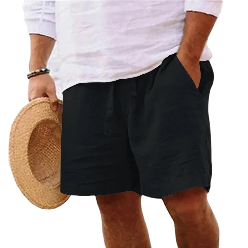Men's Cotton Solid Color Shorts – Lightweight, Gym Pants, Linen Beach Shorts, Jogging Sport, Large Size for Men