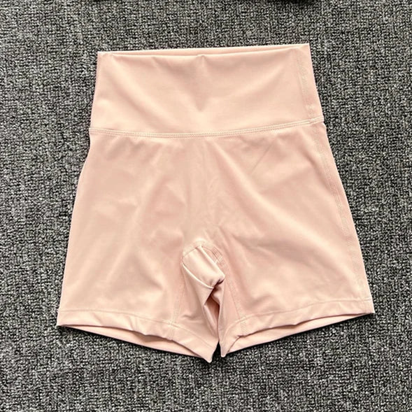 1/2PCS Nude Deep V-Neck Sports Bra & High-Waist Shorts – Women’s Yoga & Gym Workout Set