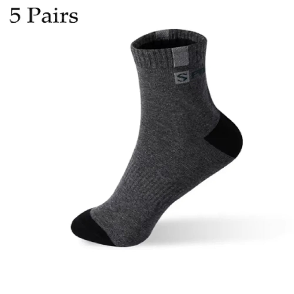 5 Pairs Men’s Bamboo Fiber Socks – Autumn Winter, Breathable Cotton, Sports, Deodorant, Business Socks