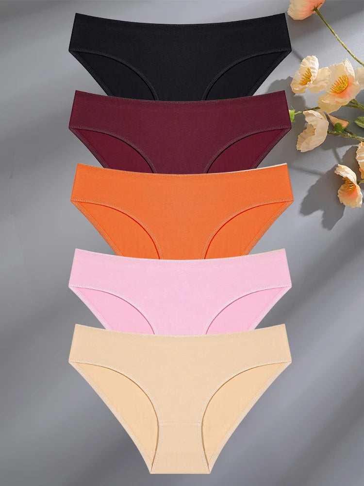 5PCS/Set Cotton Lingerie Panties – Women Underwear, Sexy Femme Underwear, Women's Underpant Panty, 8 Solid Color Briefs