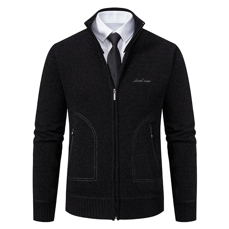 Knitwear Men's Stand-up Collar Thick Warm Cardigan Sweater – Loose Fit, Casual Winter Coat