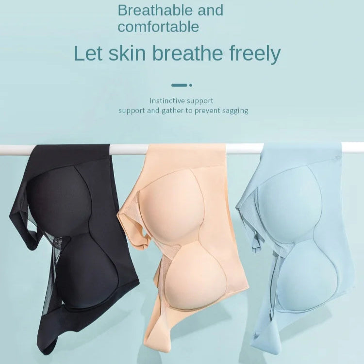 Women's Seamless Ice Silk Bra – Sexy Push-Up, Wireless, Invisible, Sleep Lingerie, Fitness Sports Bralette