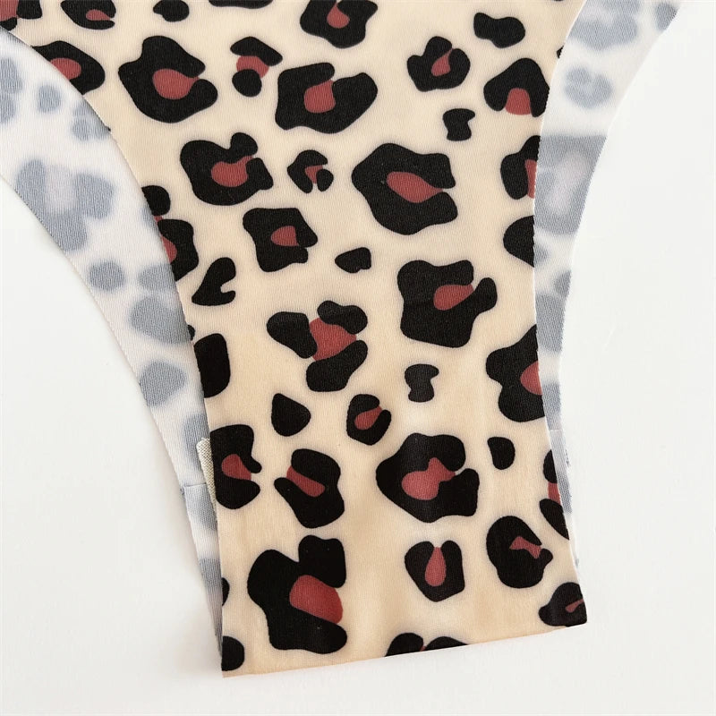4PCS Ultra Soft Thong Panties – Sexy Graphic Print, Seamless, Stretch, Leopard G-String, Comfortable Lingerie