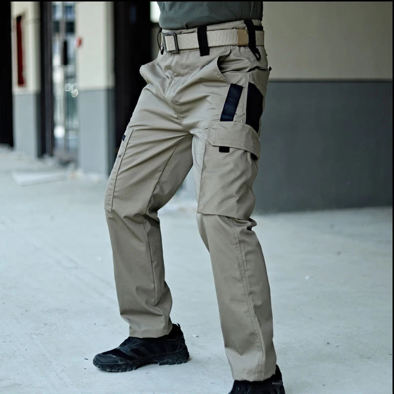 Tactical Work Pants Men – Outdoor Cargo Trousers, Multi-Pocket, Waterproof, Ideal for Autumn and Spring, Hiking and Workwear
