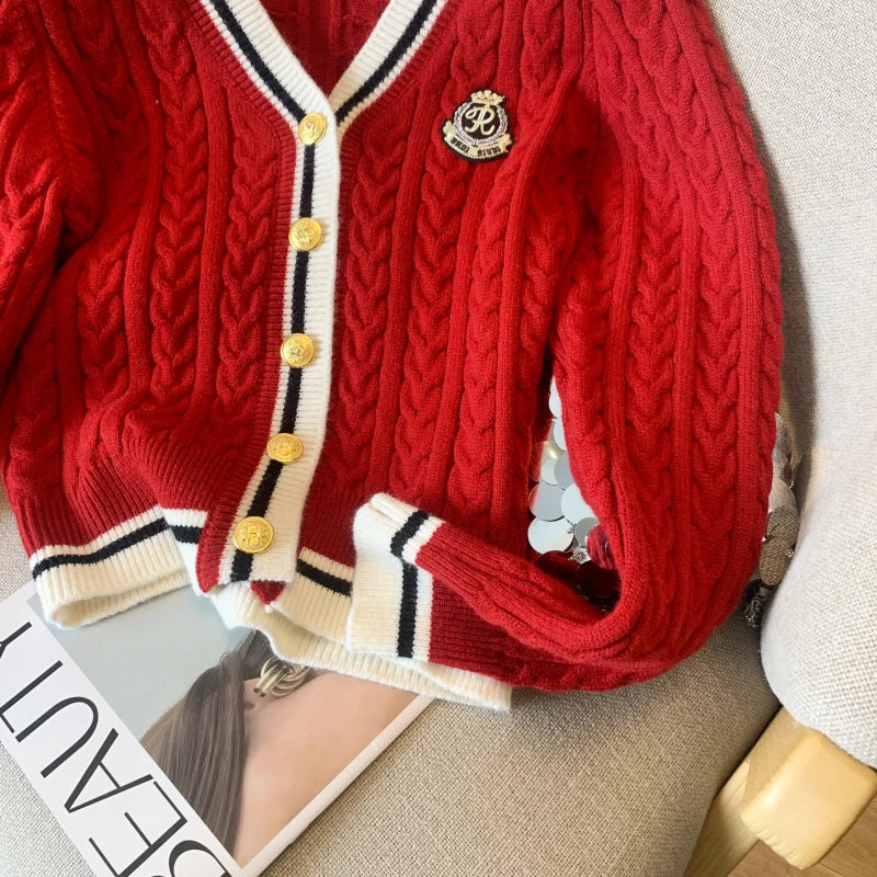Cashmere V-Neck Pullover – Warm Knitwear, Twist Knit, Autumn Winter Jumper for Women