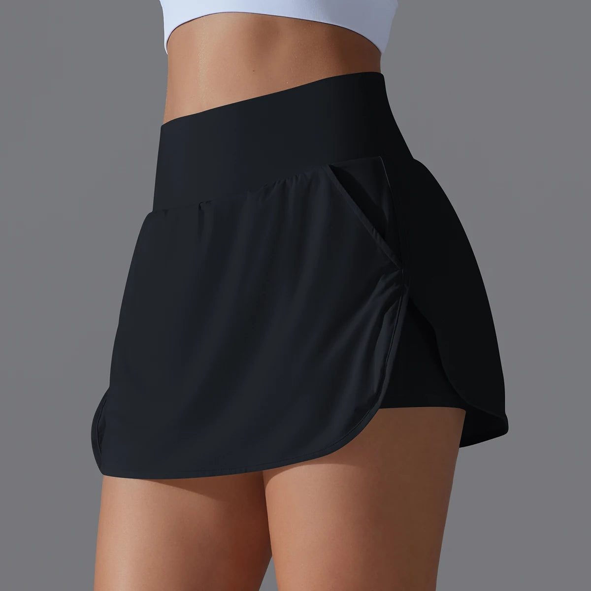 Women Gym Running Shorts – Double Deck, Quick Dry, Sporty, Fitness, Jogging, Workout, With Pocket, Tight Fit