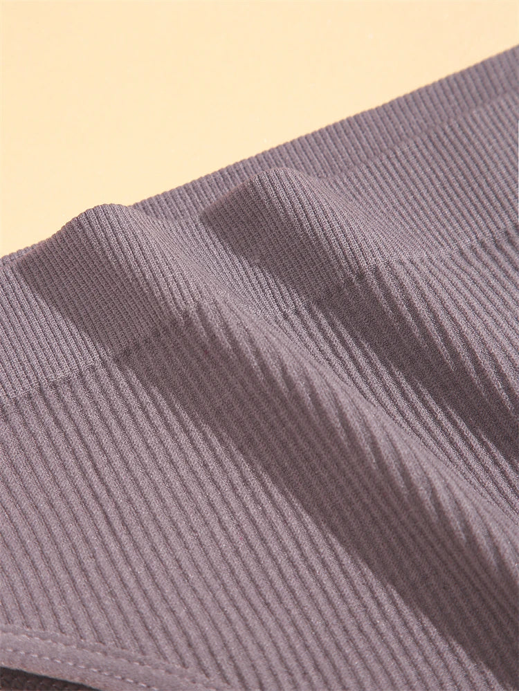 5PCS Seamless Ribbed Striped Panties – Sexy Low-Waist, Brazilian Style, Solid Color, G-String Lingerie