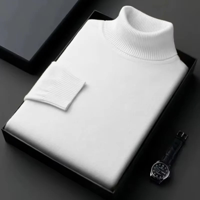 Sweatwear Men's Anti-Pilling High-Quality Knitted Turtleneck Sweater – Slim Fit, Long Sleeve Pullover, Solid Color, Trendy Men’s Clothing