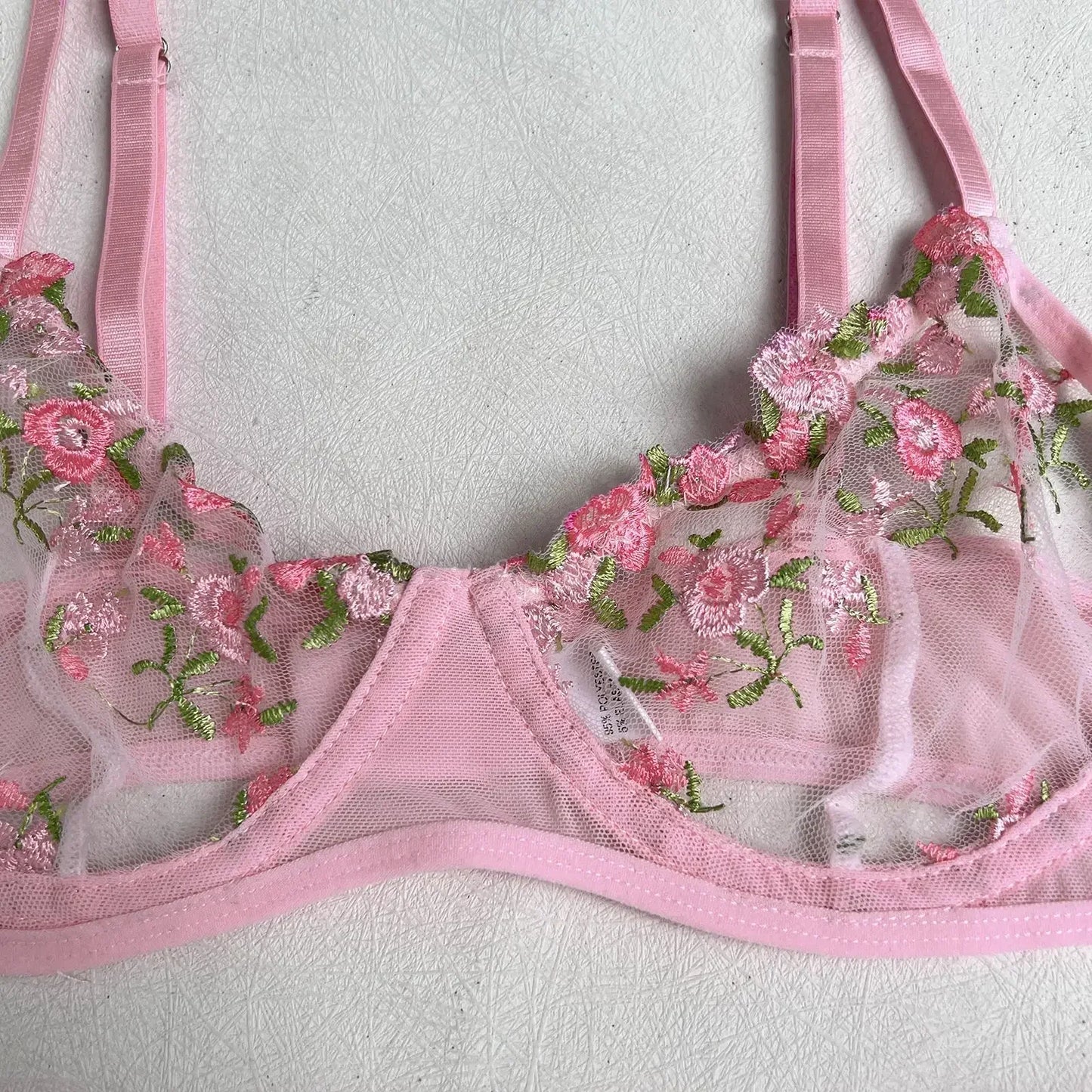 Lady's Fantasy Mesh Transparent Heavy Embroidery Floral Lingerie Set – Sexy Underwear for Women, 3-Piece Intimate Desire Hot Girl 18+