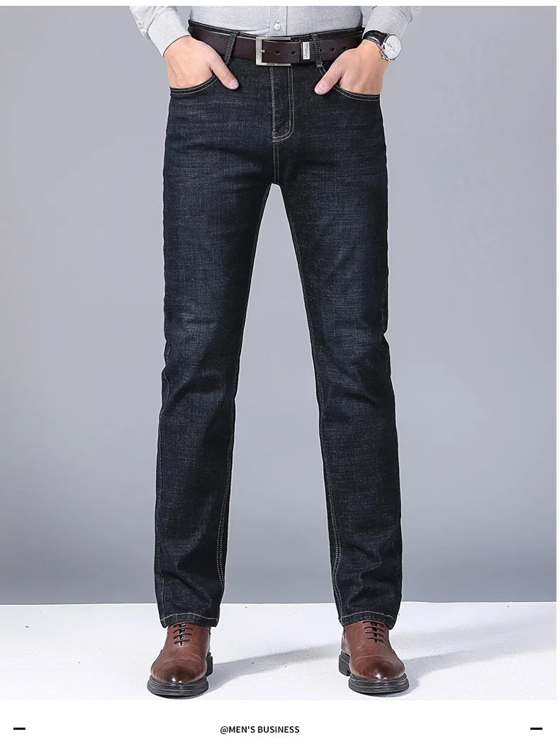 Men's Classic Jeans – Soft Black Denim, Biker Style, Pantalones Hombre, Stylish and Comfortable Overalls for Men
