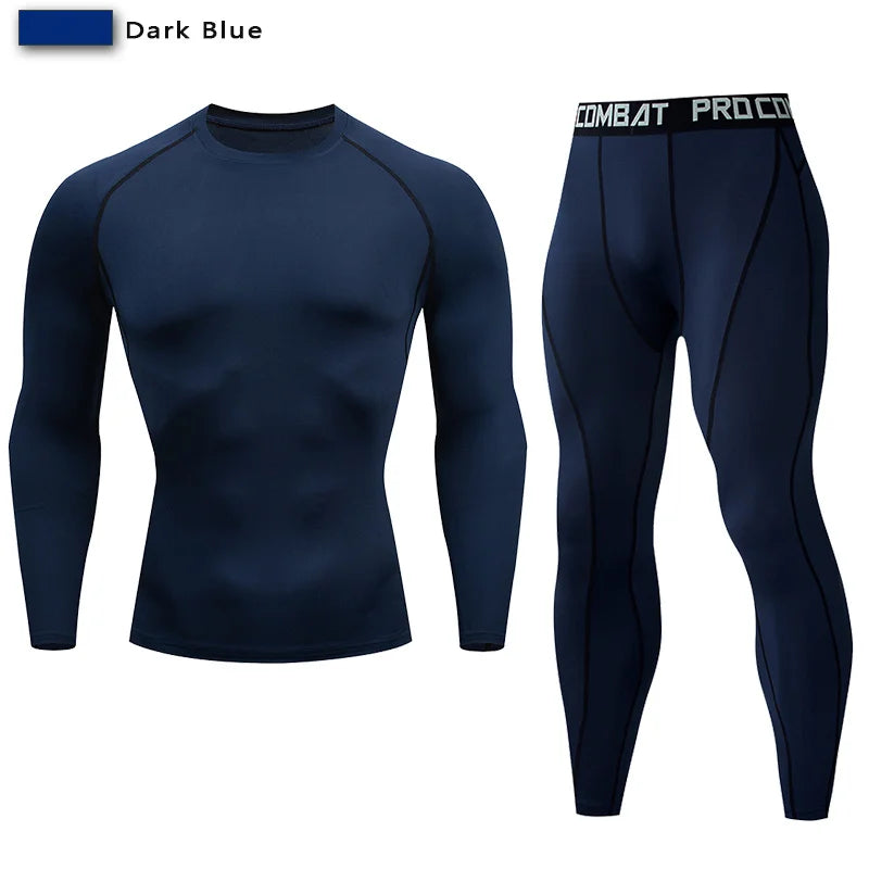 2PCS Men's Compression Sportswear – Gym Tight Yoga Set, Workout Jogging MMA Fitness Tracksuit Pants