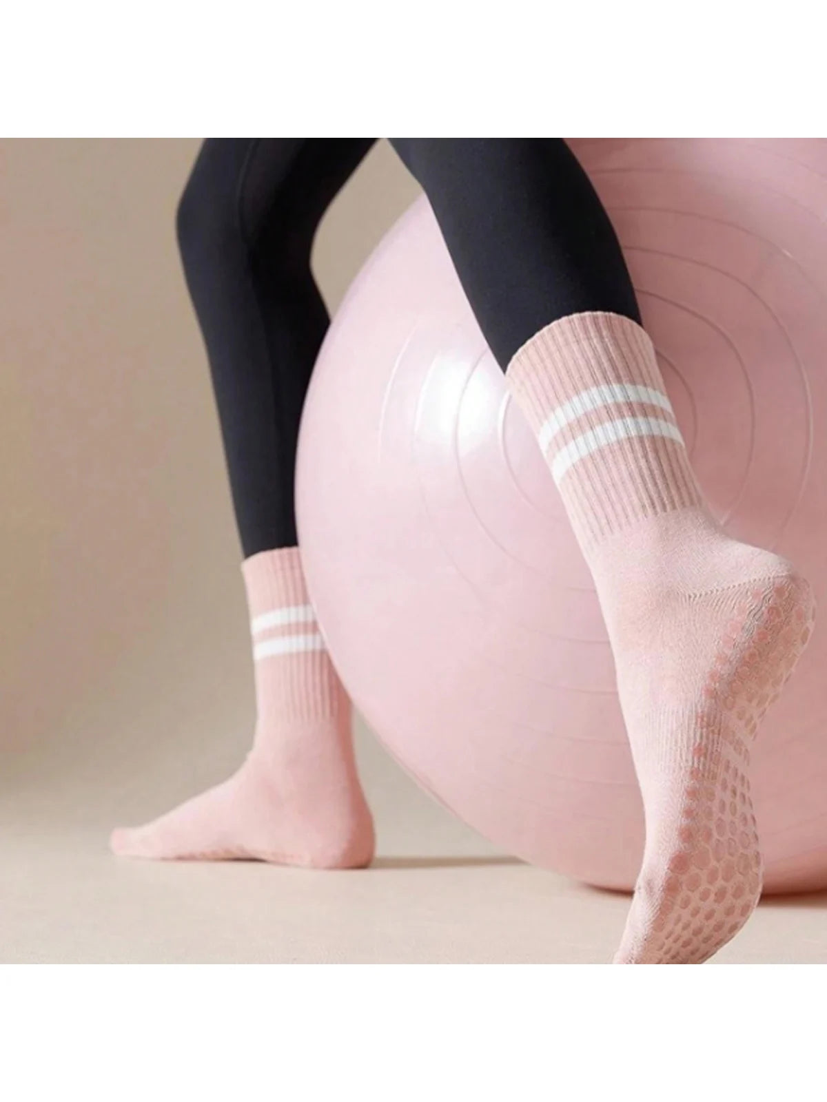 4 Pairs Yoga Socks – Medium Length, Pure Cotton, Anti-Slip Silicone, Indoor Fitness & Pilates Socks for Women