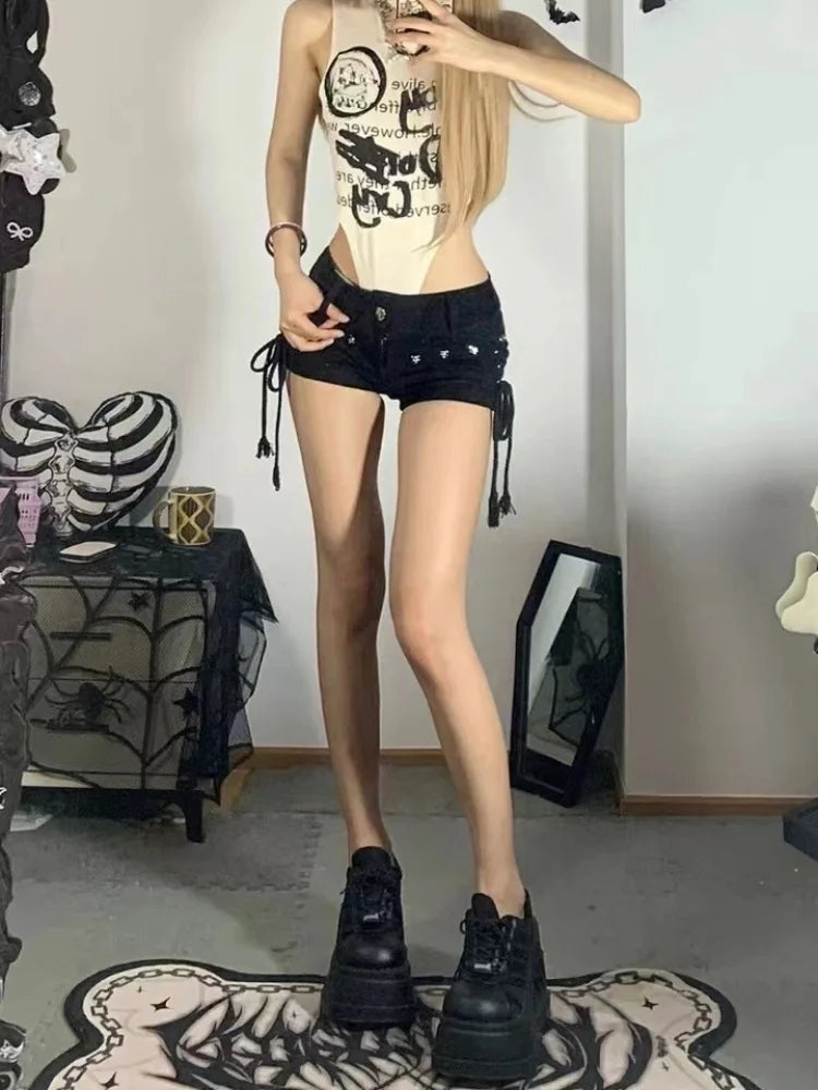 Women's Skinny Lace-Up Shorts – Creative, Popular Streetwear, Daily Wear, Holiday Fashion, Sexy American Retro Style