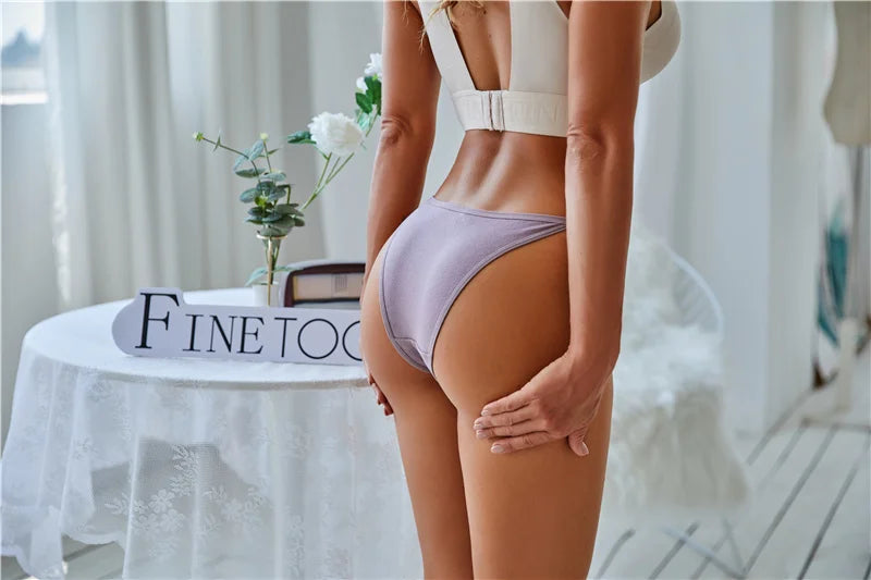 5PCS Set Sexy Cotton Panties – Women's Lingerie, Soft Underwear, Hoop Design Waistband, Briefs, Intimate Bikini Style