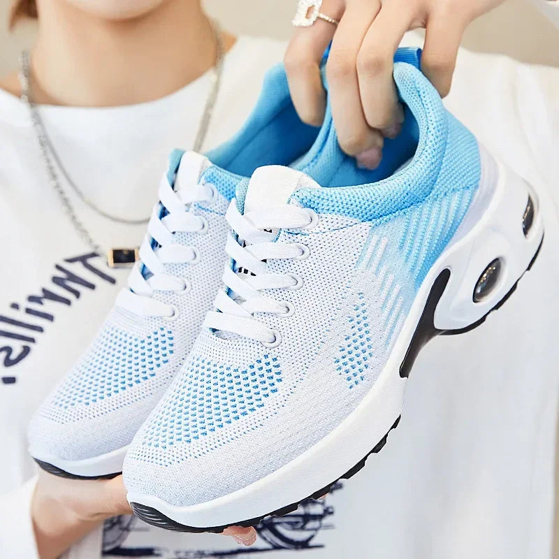 Breathable Sneakers - Summer Light Mesh Air Cushion Sports Shoes for Women, Outdoor Lace-Up Training Shoes, New Running Shoes for Ladies