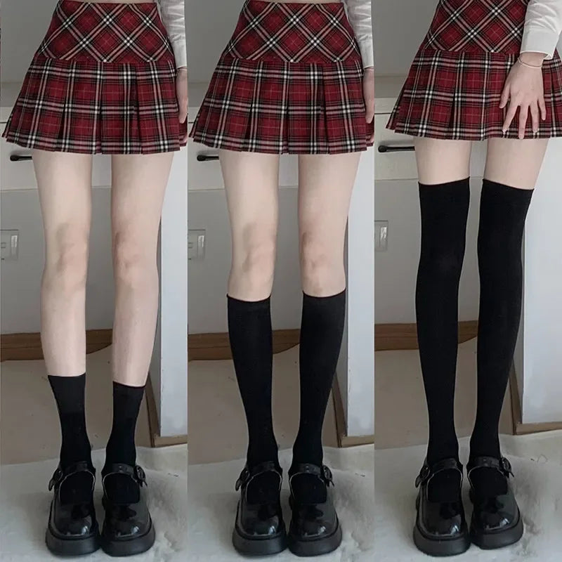 Solid Color Long Socks – JK Japan Style School Girls Thigh High Stockings, Lolita Kawaii Cute Knee High Socks
