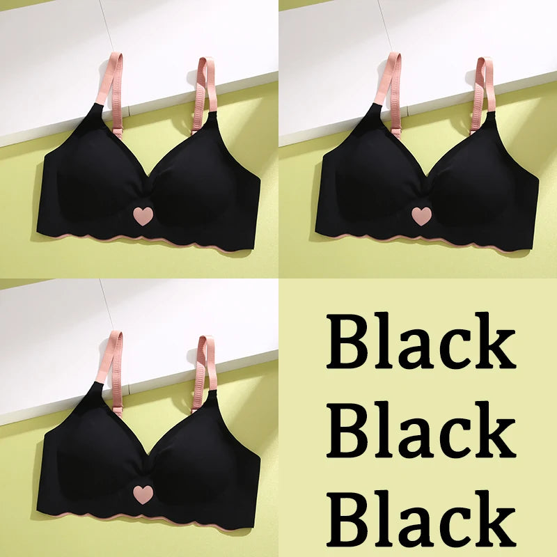 3Pcs Adjustable Beauty Back Bra – Intimates Gather No Steel Ring Sports Anti-Sagging Bra, French Color Contrast Seamless Underwear