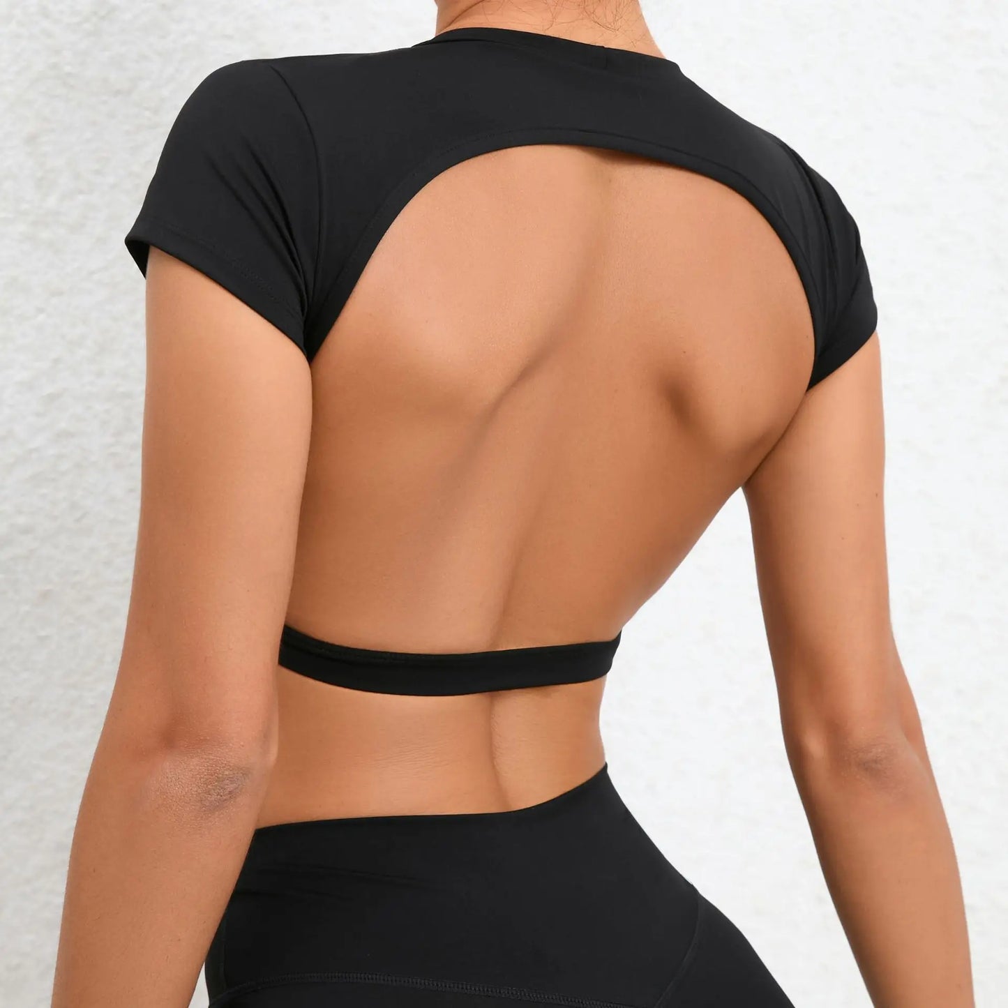 Breathable Backless Sports Crop Top – Women's Fitness & Yoga Workout Shirt