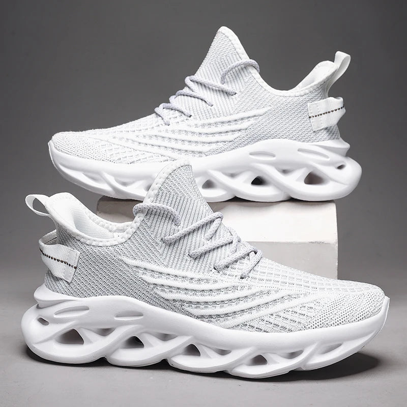 Comfortable Sneakers – Breathable Mesh Tennis Sports Running & Walking Outdoor Shoes for Men, Red Flying Weave, Slip-on Gym Shoes