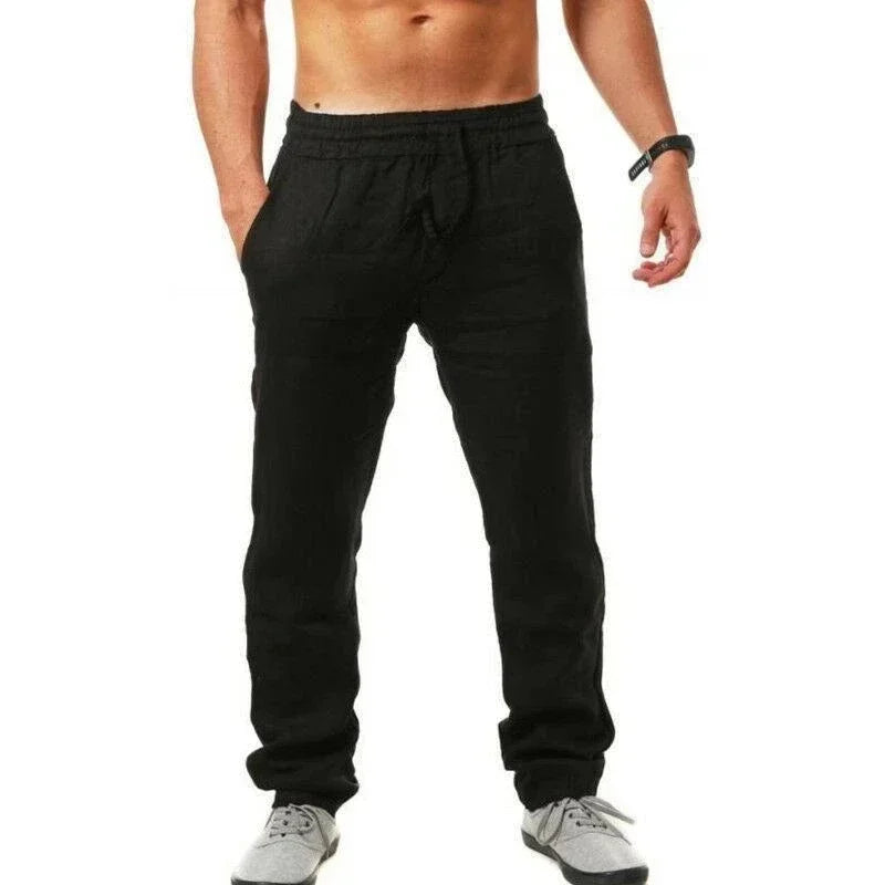 Sports Pants – Fashion Brand Men's Hip-Hop Style, Breathable Cotton Linen, Solid Color, Simple Drawstring, Wide Leg, New Spring/Summer