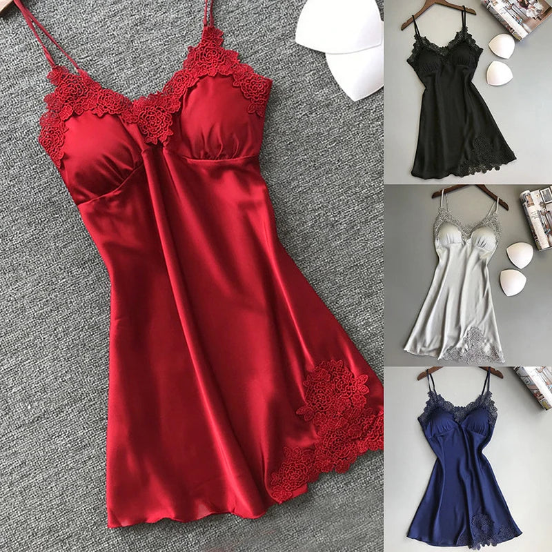 Sexy Silk Suspender Nightdress – Women's Spring & Summer Ice Silk Thin Halter Satin Nightdress