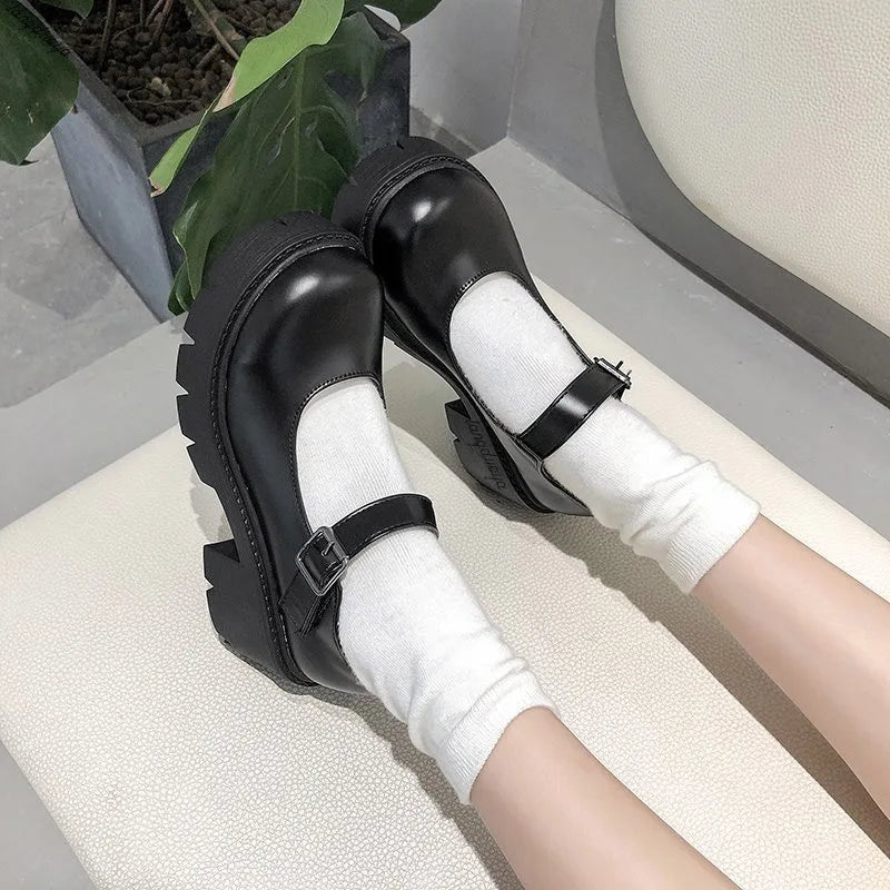 Shoes on Heels – Women's Mary Janes Platform Shoes, Vintage College Style Lolita High Heels