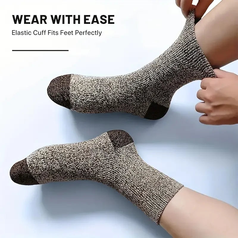 5 Pairs Wool Socks for Men – Super Thick, Thermal Hiking Socks, Ideal for Cold Weather