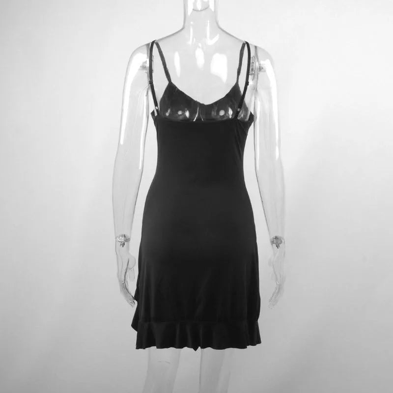 Summer Sexy Mini Dress – Sleeveless Streetwear Backless Bodycon with Folds and Split